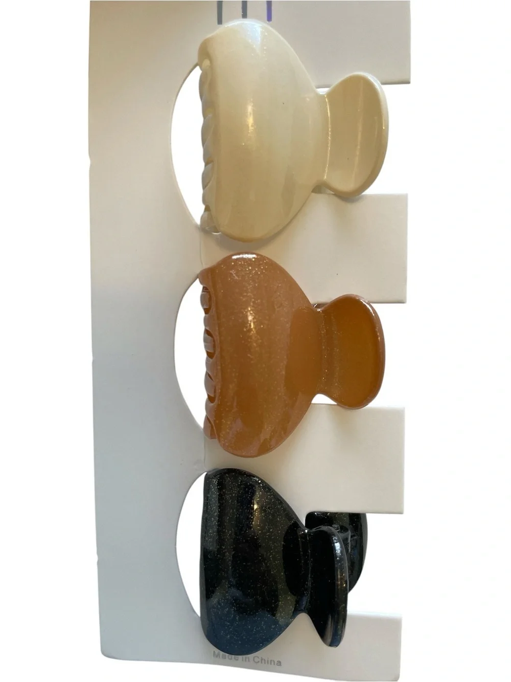 Melody Neutral Trio Hair Claw Clips - Cream, Tan, Black
